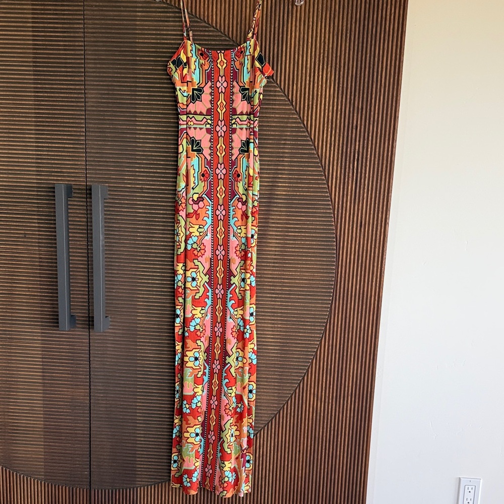 Tigerlily Red and Orange Patterned Maxi Dress